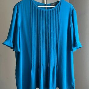 The Limited - Ocean Pintuck Blue Top - XL